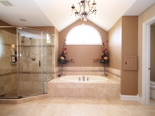 Luxury bathroom renovation with soaking tub